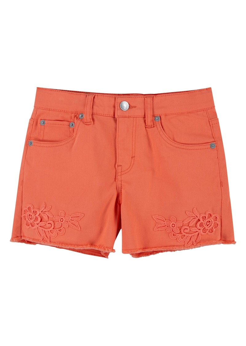 Levi's Orange Coral Embroidered Kids Shorts