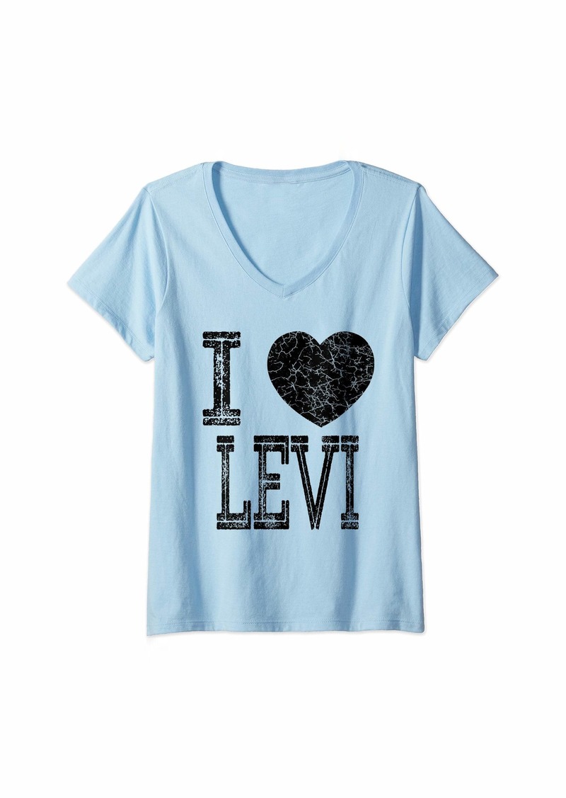 Levi's Womens I Love Levi Valentine Boyfriend Son Boy Heart Husband Name V-Neck T-Shirt