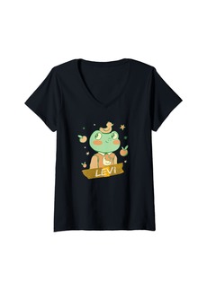 Levi's Womens LEVI - Cute Boys Name with adorable Frog V-Neck T-Shirt