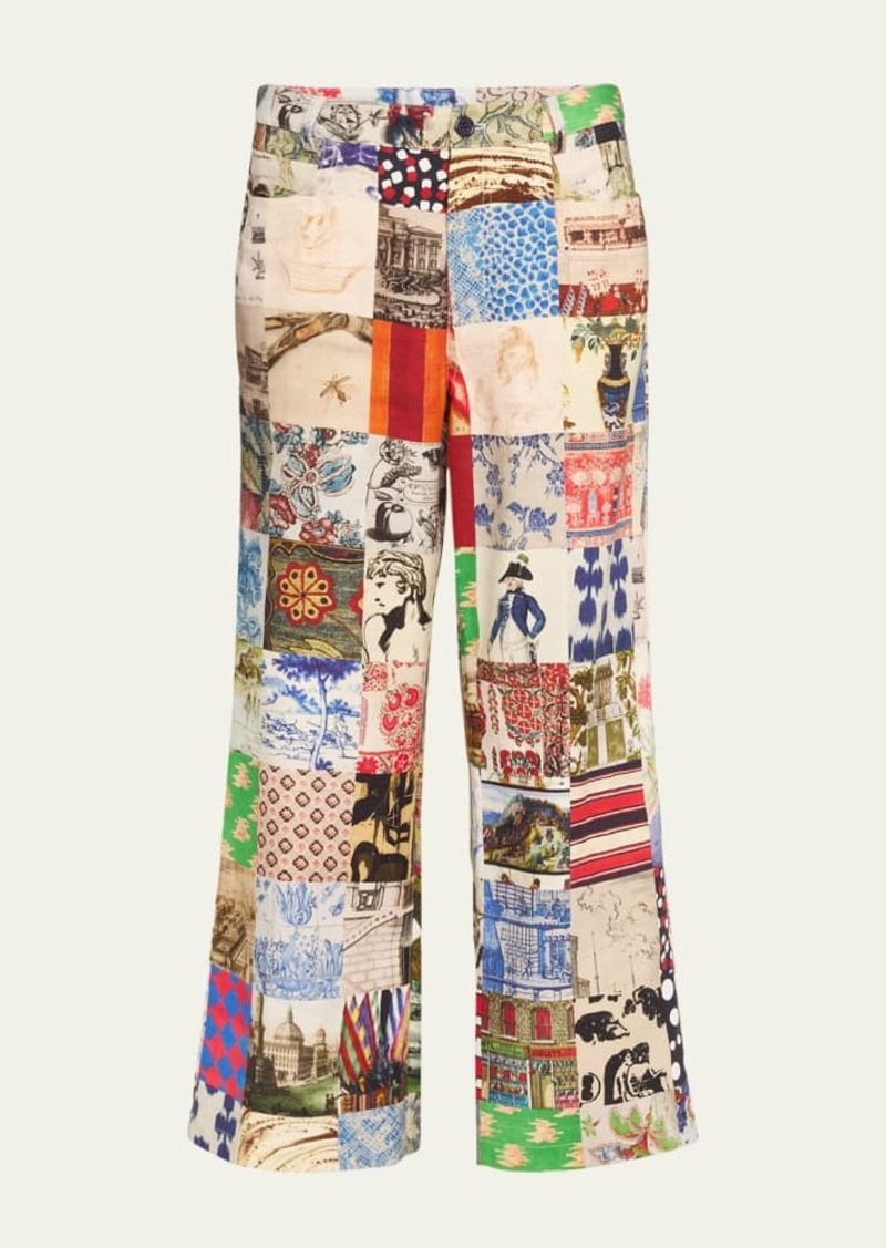 Libertine Bloomsbury Collage Wide-Leg Crop Pants