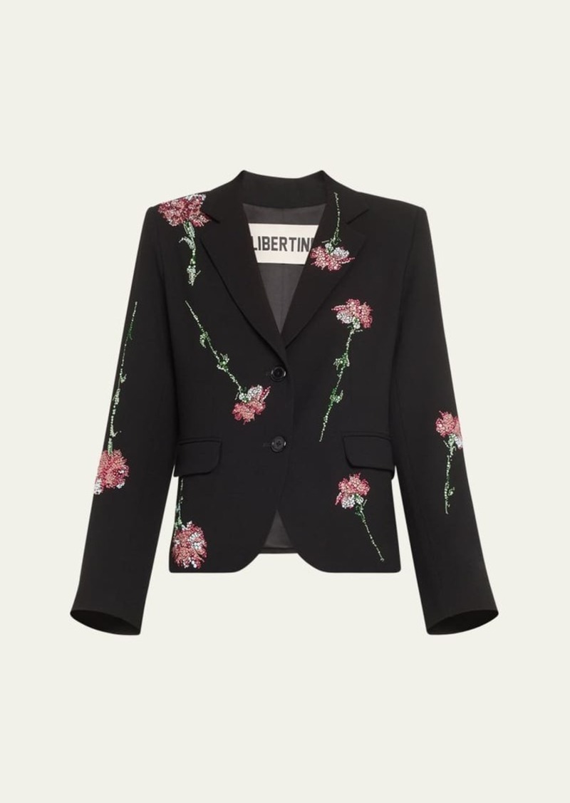 Libertine Cecil Short Blazer Jacket with Pink Carnation Crystal Embellishments