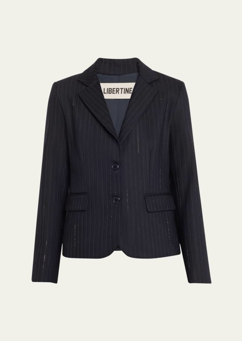 Libertine Crystal Pinstripe Single-Breasted Short Jacket