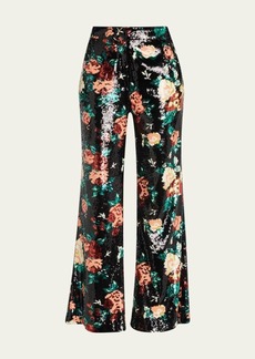 Libertine Emma Black Sequin Floral Wide-Leg Pants
