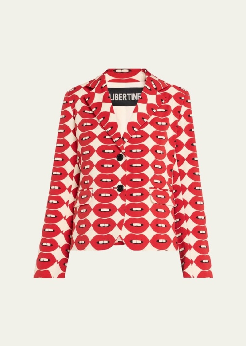 Libertine French Kissing In The USA Printed Wool Short Blazer