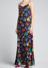 Libertine Mille Papillons Silk Maxi Slip Dress