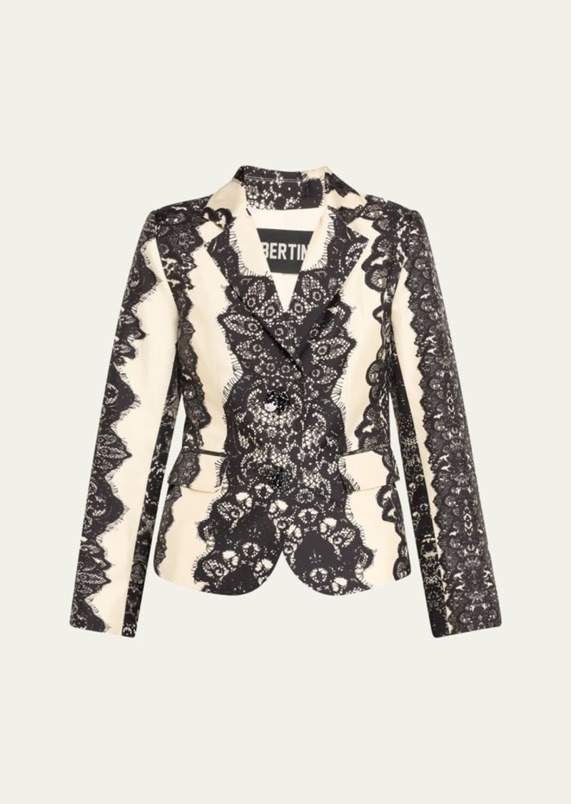 Libertine Venetian Lace Short Blazer Jacket with Crystal Buttons