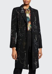 Libertine Victorian Swags Embellished Button-Front Wool Coat
