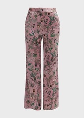 Libertine Pauline De Rothschild-Print Wide-Leg Silk Pants