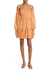 LIKELY Jarren Smocked Off the Shoulder Long Sleeve Dress in Apricot Nectar/Multi at Nordstrom