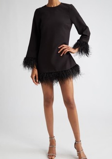 LIKELY Marullo Feather Trim Long Sleeve Dress