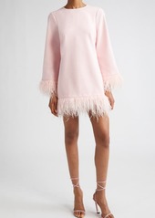 LIKELY Marullo Feather Trim Long Sleeve Dress