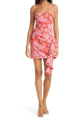 LIKELY Whitney Floral Ruffle Detail Minidress in Red Multi at Nordstrom