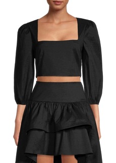 LIKELY Myles Corset Style Puff Sleeve Top In Black