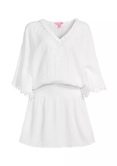 Lilly Pulitzer Amaury Embroidered Cotton Gauze Cover-Up Minidress