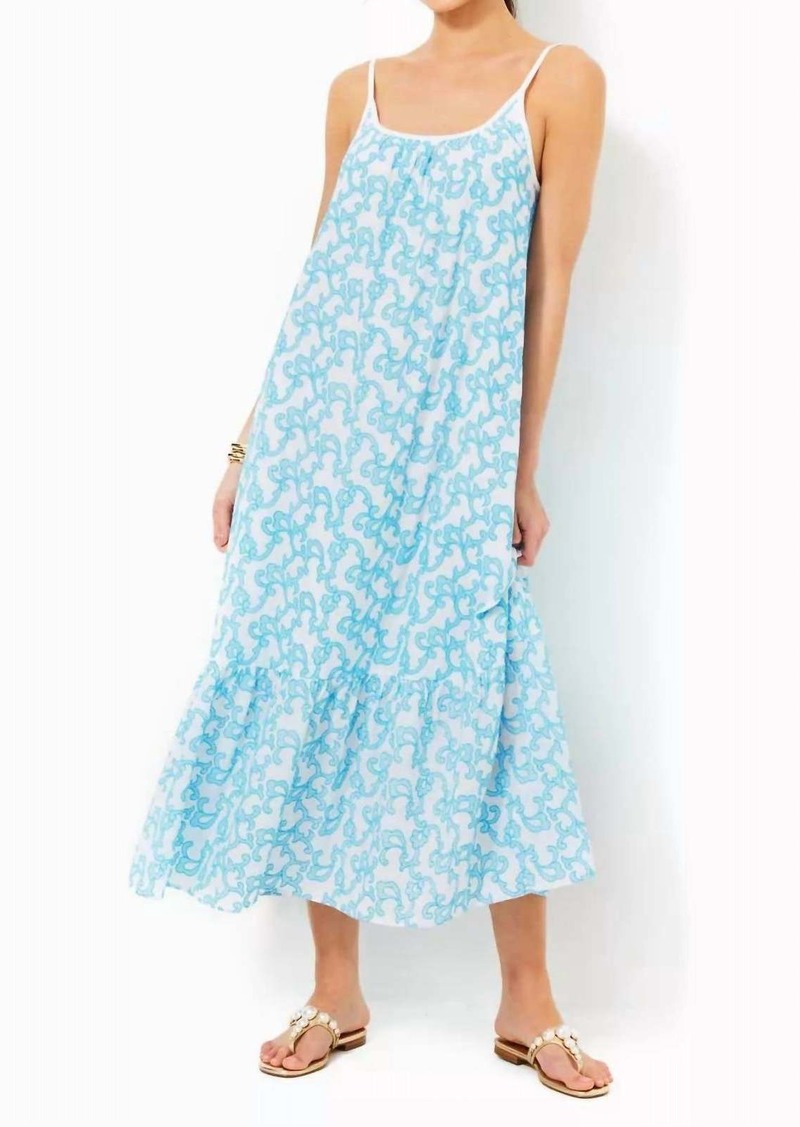 Lilly Pulitzer Amerie Embroidered Midi Dress In Lunar Blue