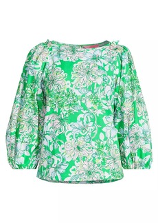 Lilly Pulitzer Barbara Floral Boatneck Blouse