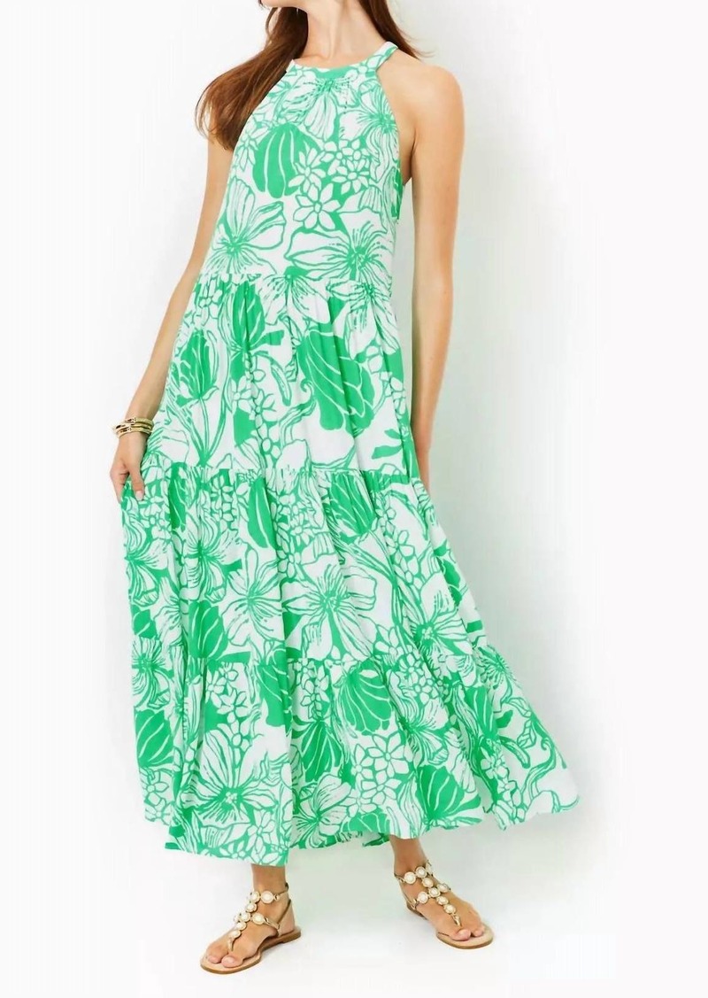 Lilly Pulitzer Beccalyn Halter Maxi Dress In Spearmint Oversized Kiss My Tulips