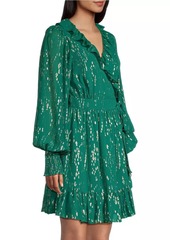 Lilly Pulitzer Birdy Metallic Clip-Dot Ruffle Wrap Dress