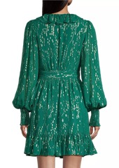 Lilly Pulitzer Birdy Metallic Clip-Dot Ruffle Wrap Dress