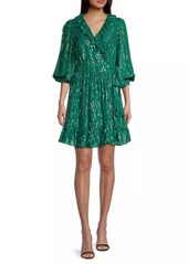 Lilly Pulitzer Birdy Metallic Clip-Dot Ruffle Wrap Dress