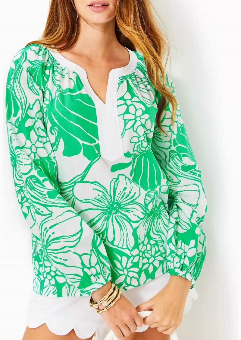 Lilly Pulitzer Camryn Tunic In Spearmint Oversized Kiss My Tulips Selected