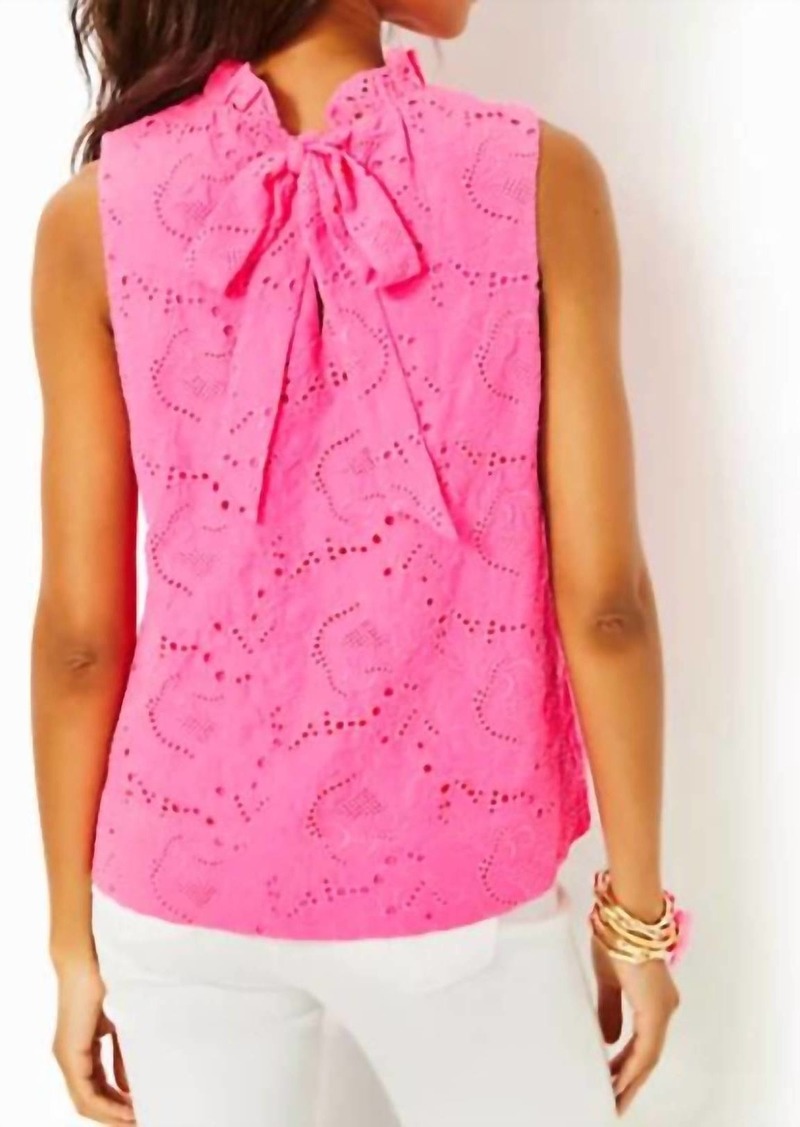 Lilly Pulitzer Dahliana Eyelet Top In Roxie Pink Garden Party Eyelet