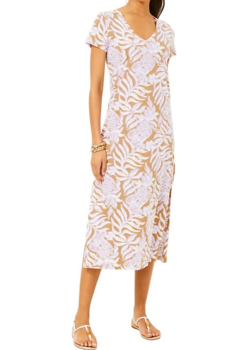 Lilly Pulitzer Etta Short Sleeve Maxi Dress In Rattan Bon Vivants