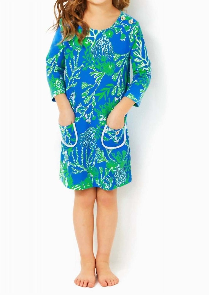 Lilly Pulitzer Girls Mackenzie Dress In Briny Blue A Bit Salty