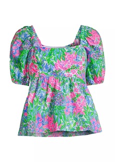 Lilly Pulitzer Kay Floral Puff-Sleeve Top
