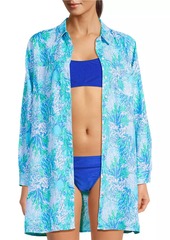 Lilly Pulitzer Lagoon Linen Cover-Up Shirt