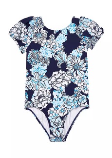 Lilly Pulitzer Little Girl's & Girl's Waterfall Puff-Sleeve One-Piece Swimsuit