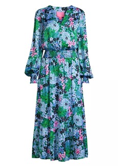 Lilly Pulitzer Loubella Floral Long-Sleeve Midi Dress