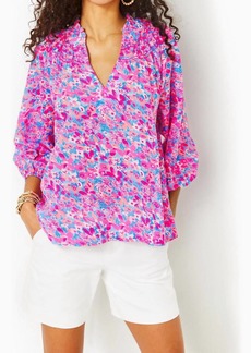 Lilly Pulitzer Lourdes 3/4 Sleeve Top In Baby Bloomer