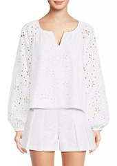 Lilly Pulitzer Maisha Seashell Eyelet Notch Blouse