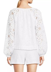 Lilly Pulitzer Maisha Seashell Eyelet Notch Blouse