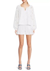 Lilly Pulitzer Maisha Seashell Eyelet Notch Blouse