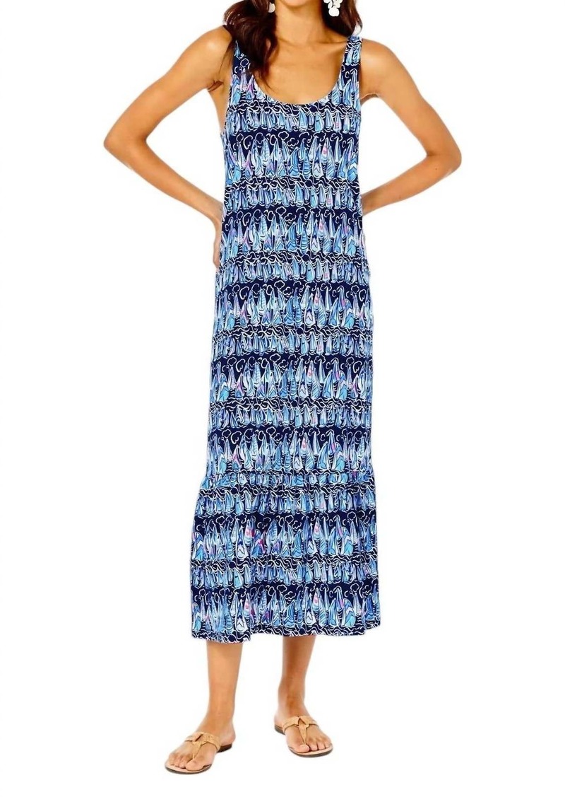 Lilly Pulitzer Martins Midi Dress In Low Tide Navy Sails And Stripes