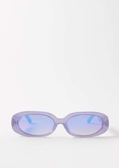 Linda Farrow - Cara Oval Glitter-acetate Sunglasses - Womens - Purple