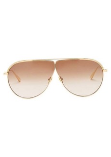 Linda Farrow - Hura Aviator Titanium Sunglasses - Womens - Gold Brown