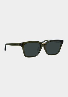 Linda Farrow Semi-Transparent Square Acetate & Nylon Sunglasses