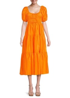 Line & Dot Amber Squareneck Tiered Midi Dress