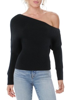 Line & Dot Blair Womens Ribbed One Shoulder Pullover Sweater