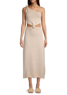 Line & Dot Elle Asymmetric Column Midi Dress