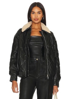 Line & Dot Annette Faux Leather Bomber With Removable Collar