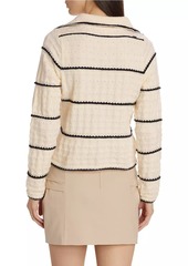 Line & Dot Mariner Striped Button-Front Sweater