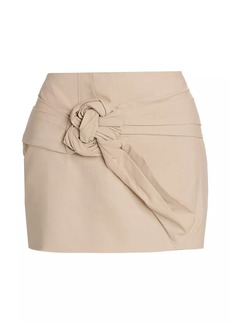 Line & Dot Rosalia Gathered Linen-Blend Miniskirt