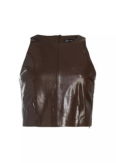 Line & Dot Safia Snake-Embossed Faux Leather Sleeveless Crop Top