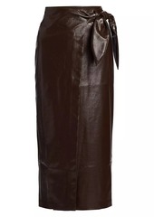 Line & Dot Safia Snake-Embossed Faux Leather Wrap Midi-Skirt