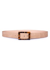 Linea Pelle Tortoise Shell Buckle Faux Suede Belt in Cashew at Nordstrom Rack