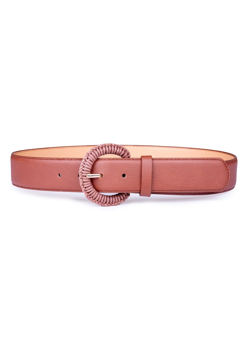 Linea Pelle Woven Buckle Faux Leather Belt in Whiskey at Nordstrom Rack